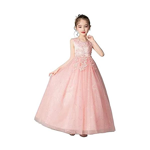 [Ｋａｙｉｙａｓｕ] 子供ドレス ピアノ 発表会 女の子 フォーマル ロングドレス 結婚式 卒業式 パーティー 刺繍 入園式 120-170 3−13