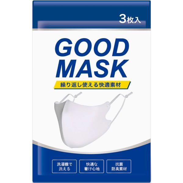 他サイト： [DUEN] GOOD MASK 夏用 スポーツ 冷感 ひんやり 3枚組 男女兼用 調整紐付き 立体構造 丸洗い 繰り返し使える レギュラー (ホワイの商品画像