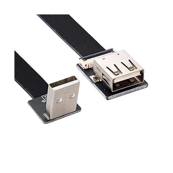 NFHK アップアングルUSB 2.0 Type-A オスからメス 拡張データフラットスリムFPCケーブル FPV & ディスク & スキャナー &