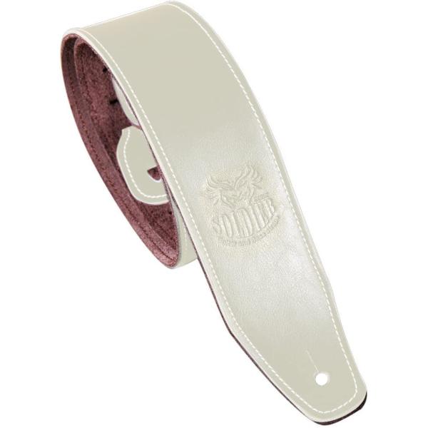 他サイト： [Laquest] レザー ギターストラップ 牛革 ヘッド落ち対策 アコースティック エレキ ベース 本革ストラップ (ホワイト)の商品画像