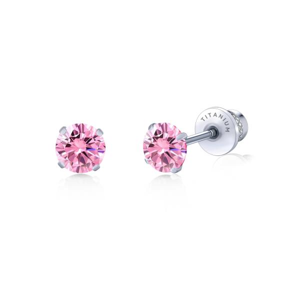 Limerencia チタンピアス ピアス セカンドピアス 金属アレルギー対応 5mm ジルコニア ネジ式キャッチ 両面着用型ピアス 両耳用 レディー