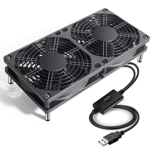 Mauknci USB 冷却 ファン 12cm 2個1組 スピード調整 5V ミニファン 小型PC ゲーム機 ルーターなど用 冷却 ふぁん (組立要)