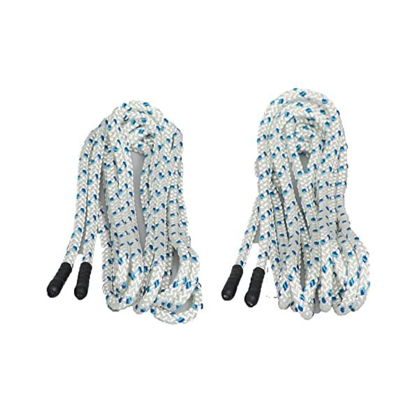 【ご購入後の当店からの連絡はご登録のメールアドレスに通知いたします。必ずご確認ください】【商品概要】日本製の2本1組の3.6?ダブルダッチロープ。ロープ端末にカバー付き。白地に青糸入り。日本製　素材：ポリエステルロープの長さ:3.6mロープ...