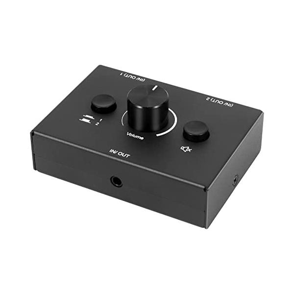 Dovhmoh 3.5mmオーディオスイッチャー、2入力1出力/1入力2出力オーディオスプリッタースイッチャー、オーディオスイッチャーボックス、ワンキ