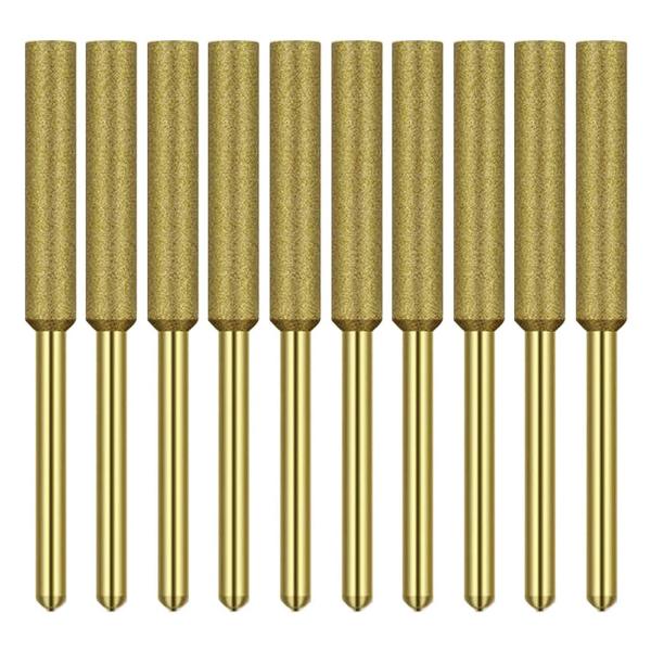 Ahvqevn 10個電動チェーンソー砥石 バリ砥石ヤスリ、チタンメッキダイヤモンド砥石（4.0mm）
