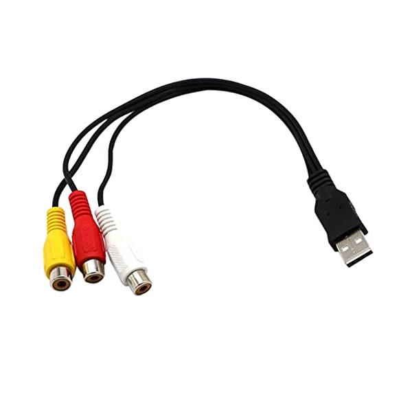 Xsdjasd USB-3ケーブル USBメス - 3 RGBビデオAVコンポジット変換アダプタケーブル コードコネクタリード TV PC DVR用
