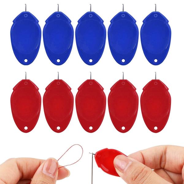 PAVIKE 針糸通しツール 10pcs 針糸通しプラスチックワイヤーループ 2色 DIYシンプルな針糸通し機 手縫い用 ミシン縫製用 刺しゅう用具