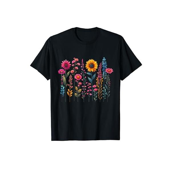かわいい 女性 夏 花 花柄 グラフィック ヴィンテージ Tシャツ