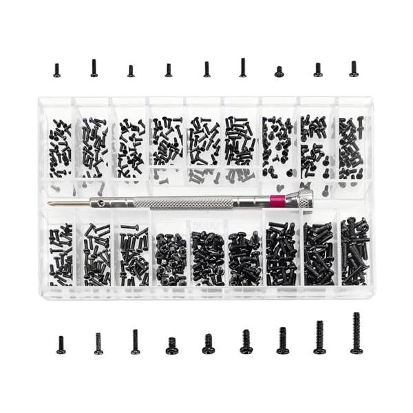 極小ネジ詰め合わせキット 18種類 M1.2 M1.4 M2.0 小型ネジ詰め合わせキット メガネ 時計用 収納ケース付き