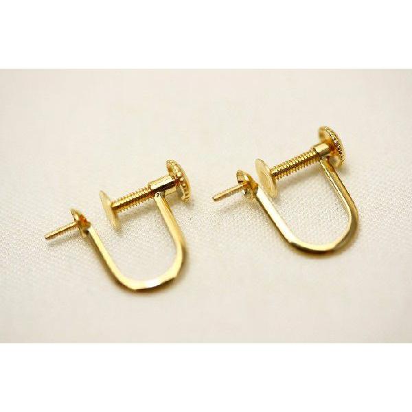K18 クリップイヤリング 空枠 パール用 真珠用 18金 イエロー
