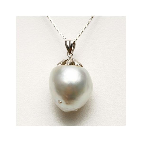 南洋白蝶真珠パールペンダントトップ 16mm シルバーカラー K14WG製