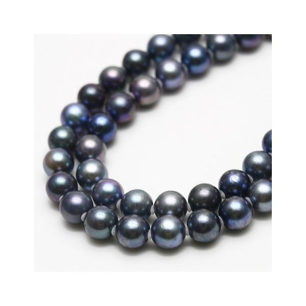 アコヤ真珠パールロングネックレス 6.5-7.0mm ブルーブラックカラー 