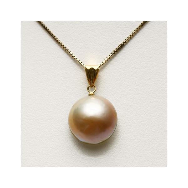 マベ真珠パールペンダントトップ　グリーンブラウンカラー　13mm　K18製 マベ真珠パールペンダントトップ グリーンブラウンカラー 13mm K18製