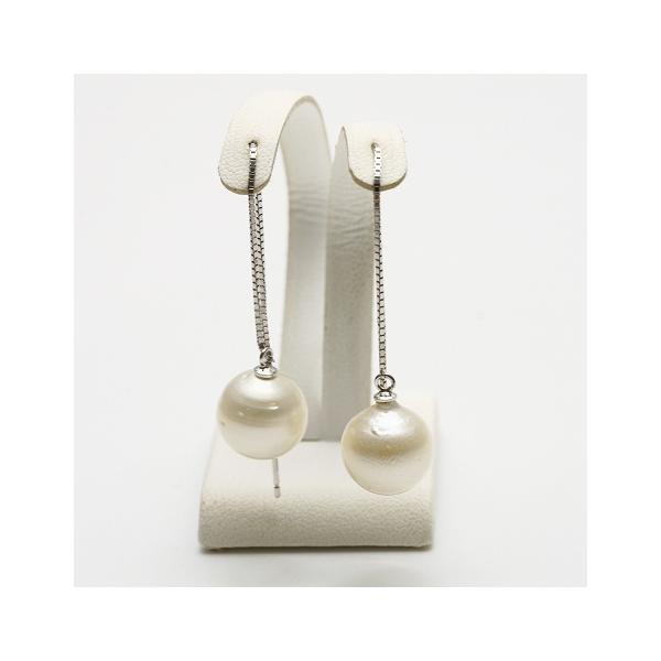 南洋白蝶真珠パールピアス 11mm ホワイトカラー シルバー製 : 真珠 