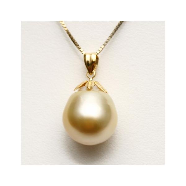 南洋白蝶真珠パールペンダントトップ 13mm ナチュラルゴールドカラー