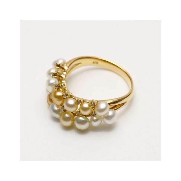 南洋白蝶真珠パールリング【指輪】 ケシ 3-4mm マルチカラー K18製/D0