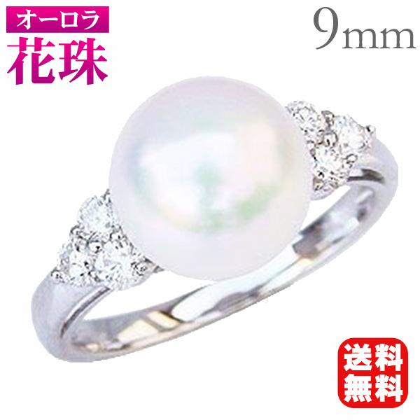 103240円 購入 Pt 花珠真珠アコヤ真珠ダイヤ入りリング 指輪 ダイヤ0.15ｃｔ
