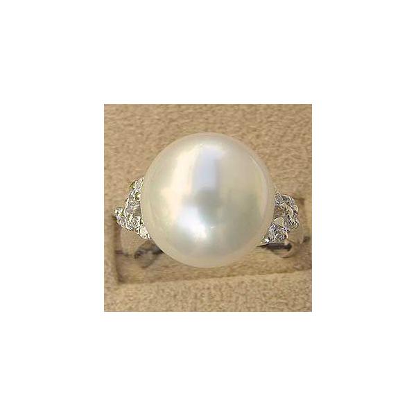パール 指輪 真珠 リング 南洋白蝶真珠 ホワイト系 13mmt プラチナ