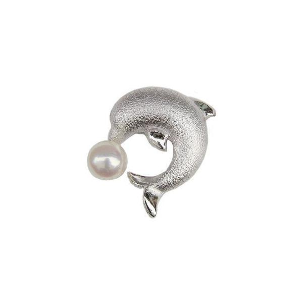 ブローチ ドルフィン イルカブローチ パール 真珠 ピンブローチ