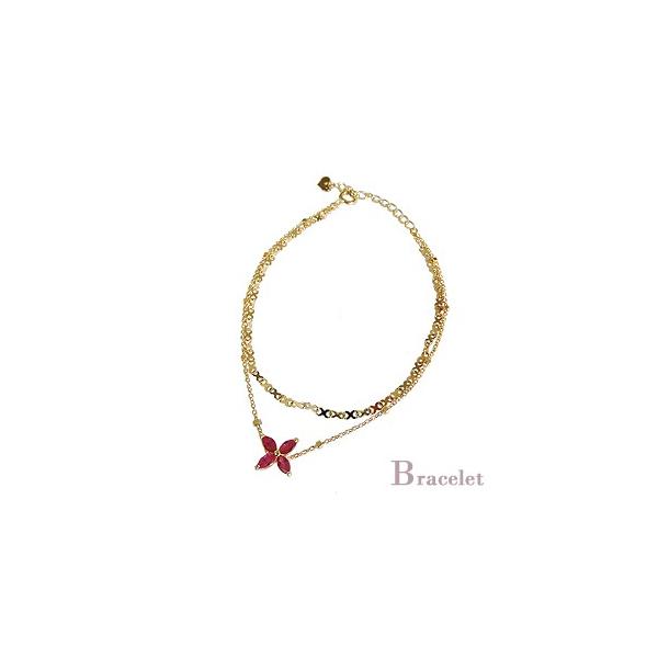 ブレスレット ルビー ルビーブレスレット 2連ブレスレット k18
