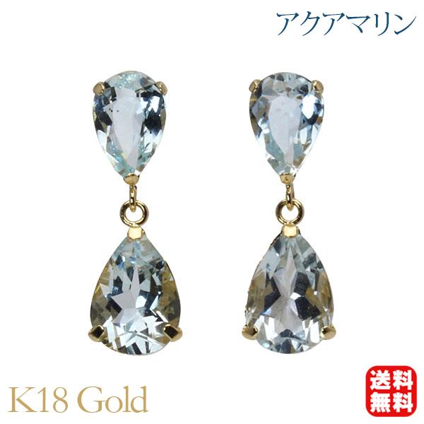 アクアマリン　K18   スタッドピアス K18 誕生石×ダイヤモンド スタッドピアス （3月：アクアマリン） – L&Co.