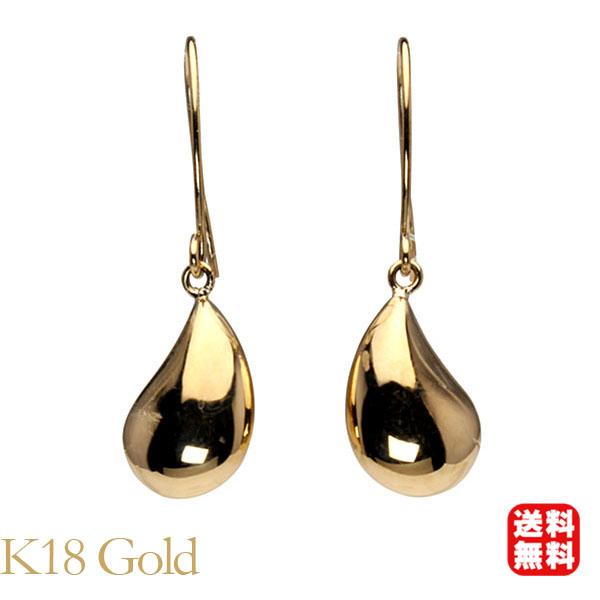 ピアス k18 18k 18金 イエローゴールド フックピアス ティアドロップ