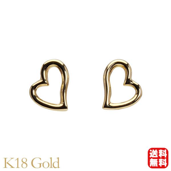 新品 18金 K18 ぷっくり ハート ピアス 地金 ５ミリ K18ぷっくりハートピアス