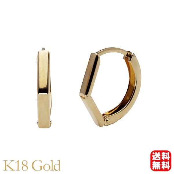 ピアス フープピアス k18 18k 18金 イエローゴールド 中折れ式