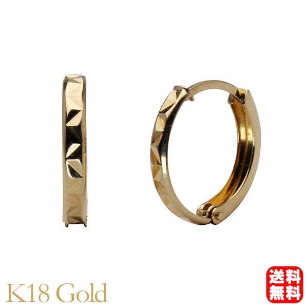 ピアス フープピアス k18 18k 18金 イエローゴールド 中折れ式ピアス
