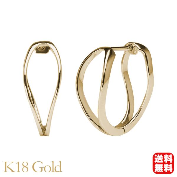 大人気！ 18金 K18 YG イエローゴールド フープ ピアス 中折れ式 ジュエリーフィガロ K18 YG ダイヤモンド フープピアス 中折れ式