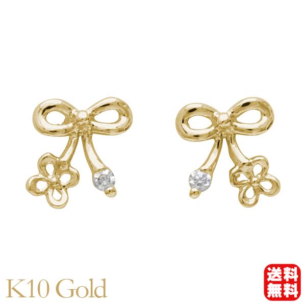 リボン ピアス ダイヤモンドピアス ダイヤピアス クローバーピアス