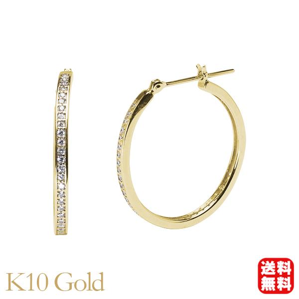 ピアス フープピアス ダイヤモンドフープピアス シンプル k10 10k 10金