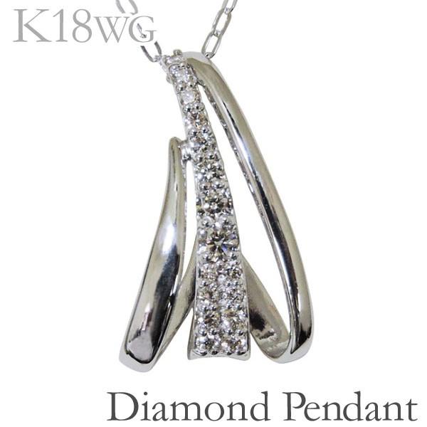 ダイアモンドネックレス　三連　K18 ホワイトゴールド K18WG D0.5ct ホワイトゴールド ダイヤモンド 3連ハート