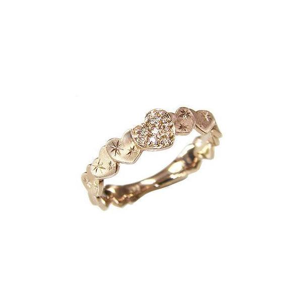 ハートリング ダイヤモンドリング 指輪 ハートモチーフ ピンクゴールド