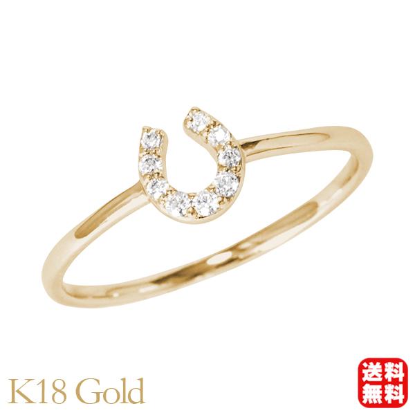 k18 ホースシュー ダイヤモンド リング 馬蹄 18金 18k イエロー