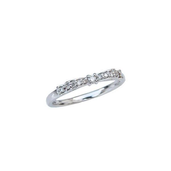 リボンモチーフ ダイヤモンドリング りぼん ダイヤモンド 0.11ct 指輪 
