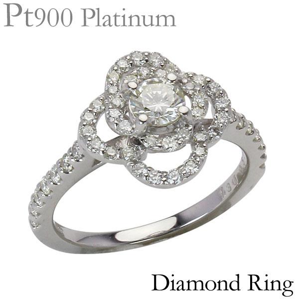 プラチナダイヤモンド フラワーモチーフ リング プラチナ 合計0.82ct
