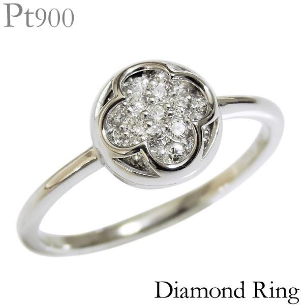 ダイヤモンド リング pt900 プラチナ 0.17ct 指輪 フラワーモチーフ