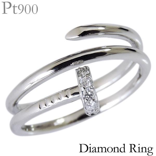PT900 甲丸 レトロ リング ダイヤ ダイヤモンド 0.07ct 4.5g