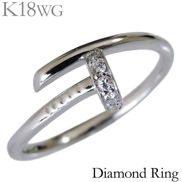 ダイヤモンド リング k18 ホワイトゴールド クリア 0.06ct 釘 くぎ
