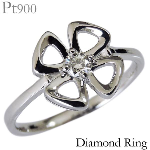 ダイヤモンド リング pt900 プラチナ クリア 0.10ct 花 フラワー  