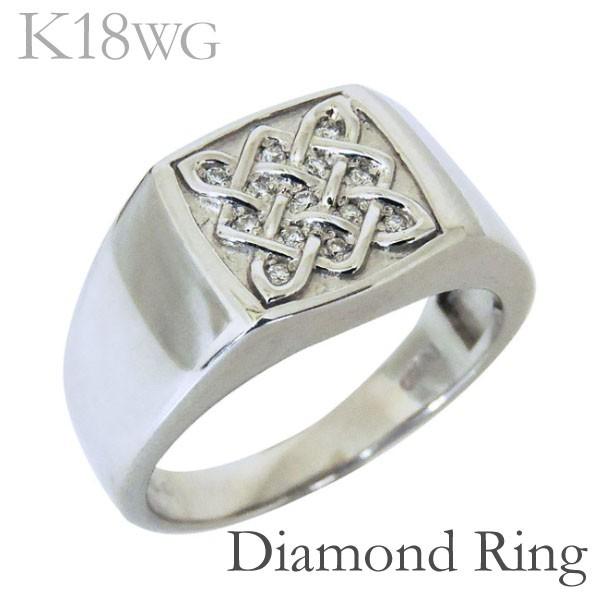 ブランド登録なし リング 印台型 編み込みデザイン ダイヤモンド k18  