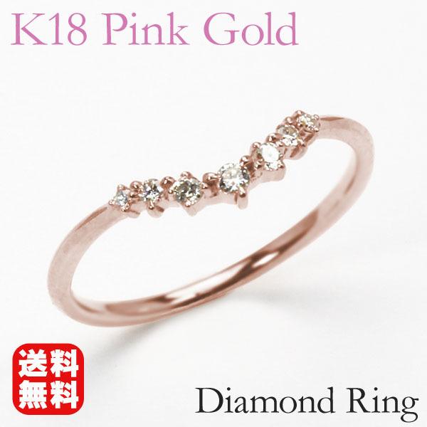 豪華な 指輪 18金 ピンクゴールド 天然石 サイド二文字リング 主石の直径約4.4mm 四本爪留め K18PG 18k レディース メンズ 