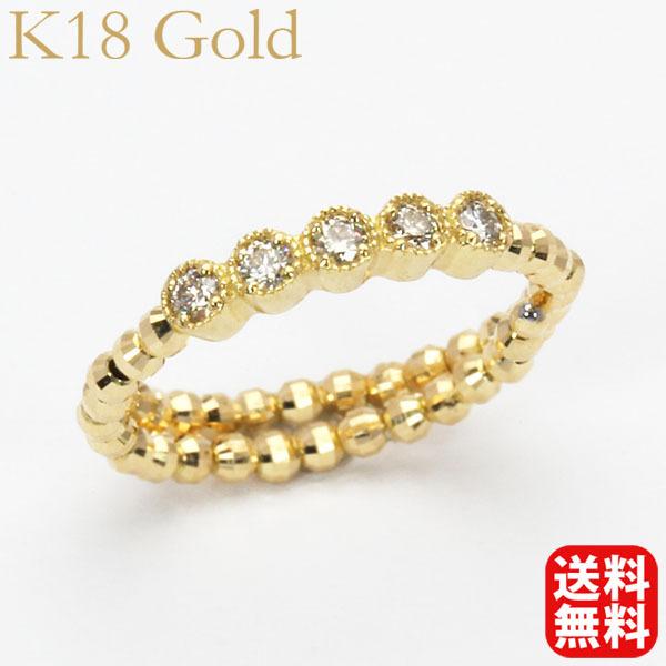 リング 指輪 フリーサイズ ダイヤモンド ダイヤ k18 18金 イエロー