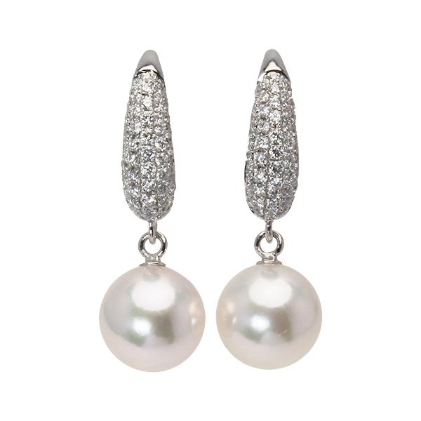 パールピアス 18金 パール ピアス 18k アコヤ本真珠 ダイヤモンド k18 