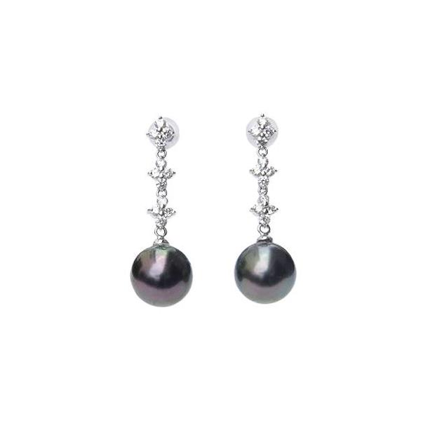 パール ピアス 18金 18k k18 タヒチ黒蝶真珠 タヒチ ブラック