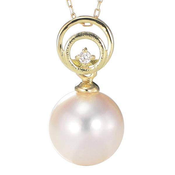 大人気　テリ最強　オーロラ天女約8.5mm ダイヤネックレス　K18金 一粒 パール ネックレス 花珠真珠（オーロラ天女）8.5mm-9.0mm
