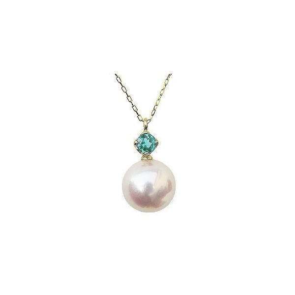 【新品】エメラルド　アコヤ真珠　ネックレス パール K18ネックレス(アコヤ真珠/4.5〜7.5mm/6月誕生石