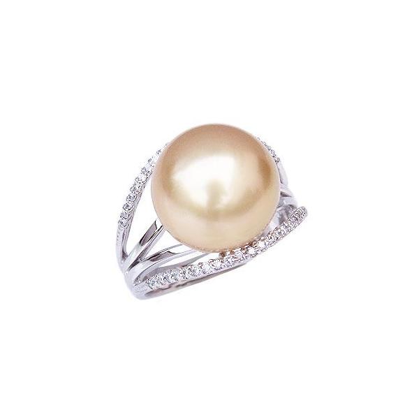 ダイヤ0.1カラット　パールリング　14金ホワイトゴールド12号 パール リング パールリング 真珠 指輪 ダイヤモンド 0.22ct ホワイト