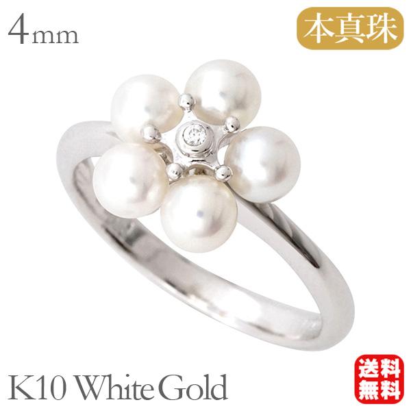 パール リング カジュアル k10 10k 10金 ホワイトゴールド 真珠リング